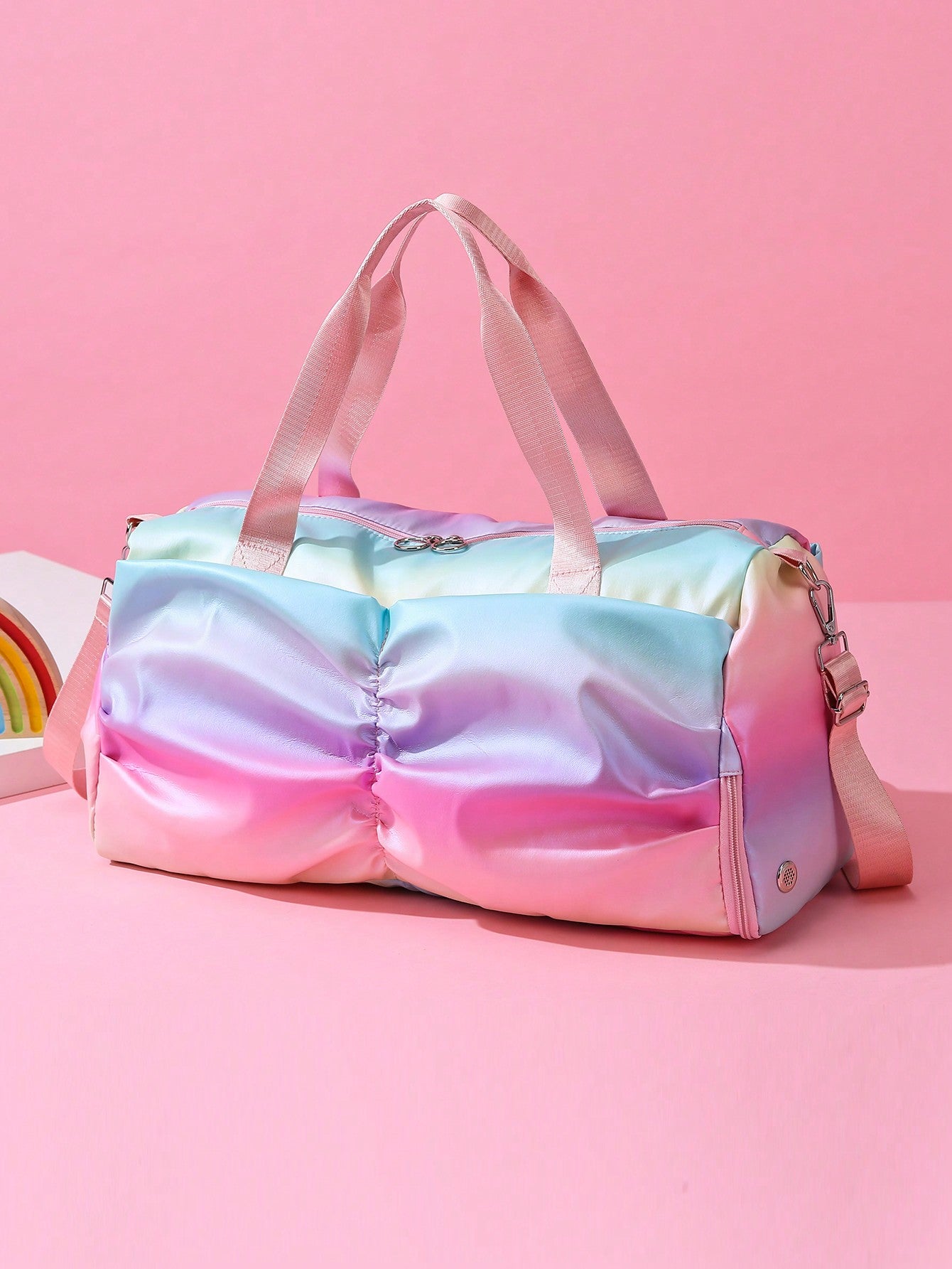 Rainbow-colored Gym Sports Bag With Large Capacity, Suitable For Short Travel, Simple And Fashionable