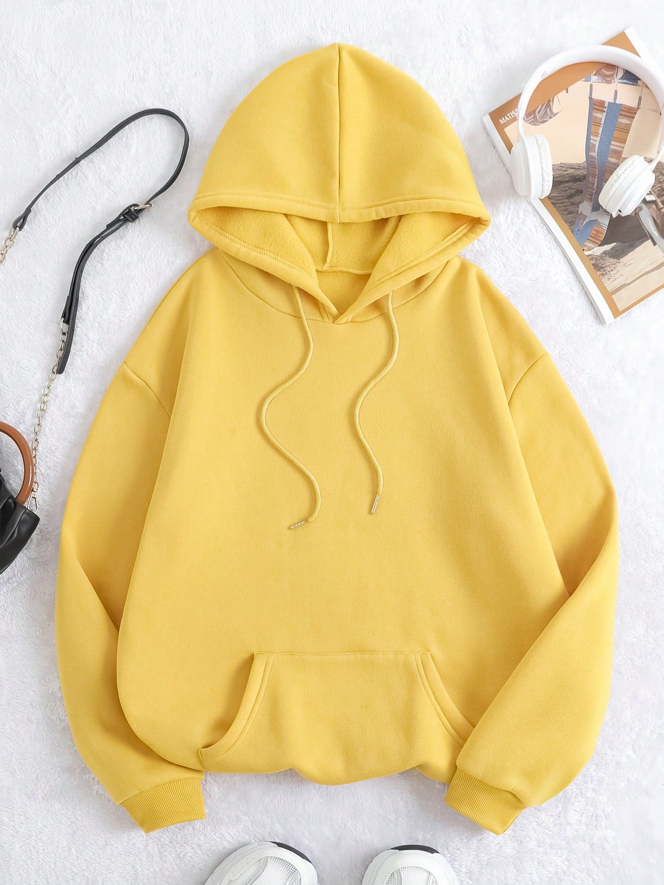 Kangaroo Pocket Drawstring Thermal Lined Hoodie