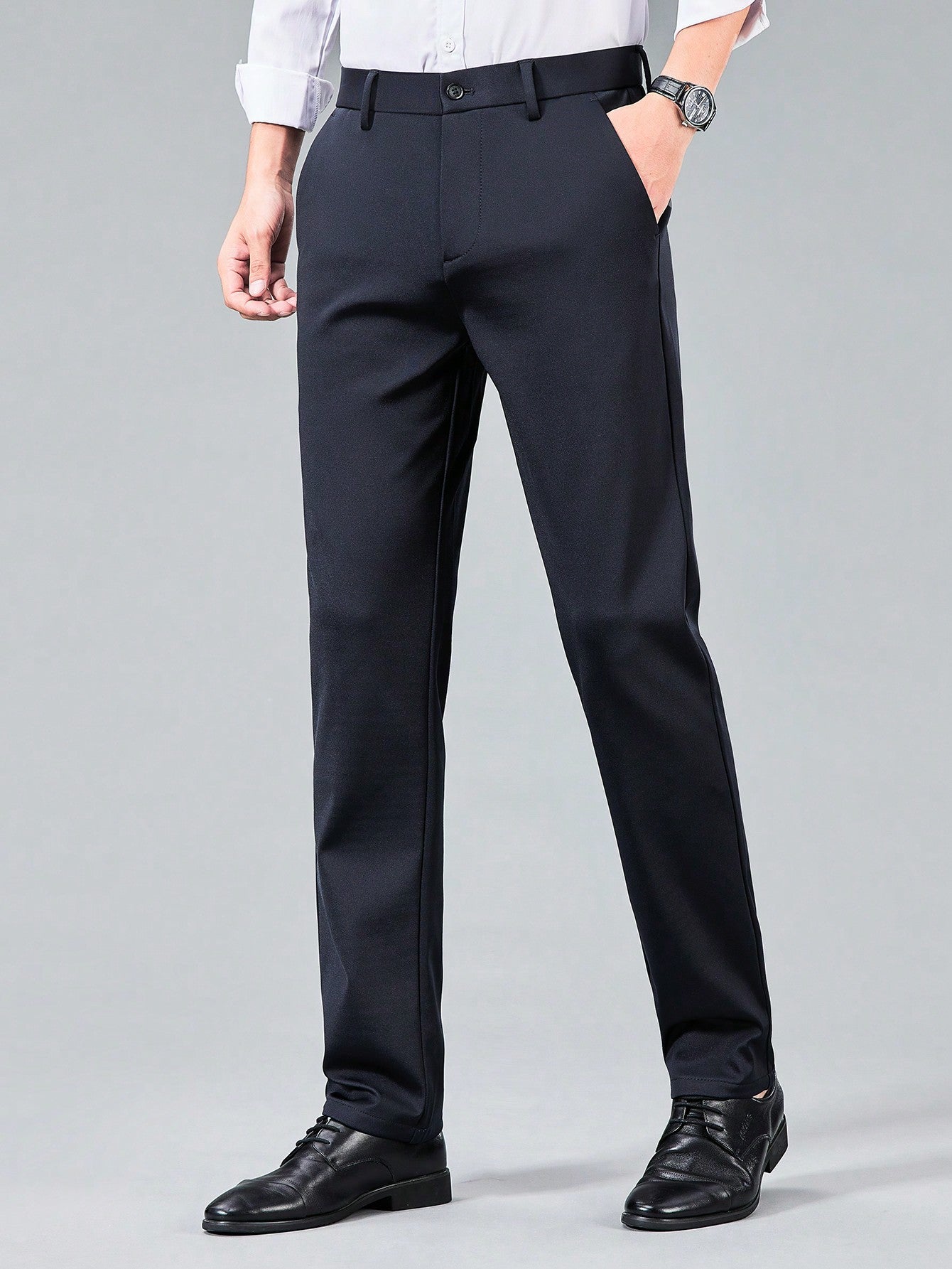 Men Slant Pocket Suit Pants Without Belt