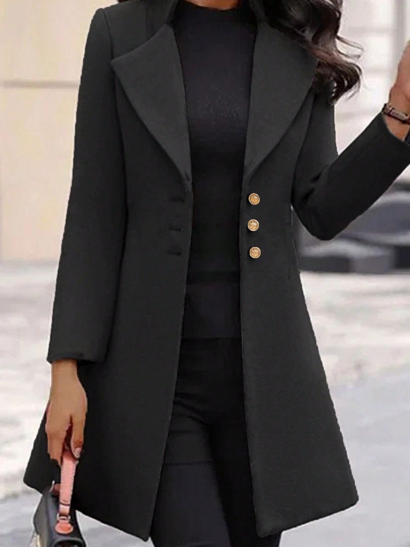 Lapel Neck Single Breasted Overcoat