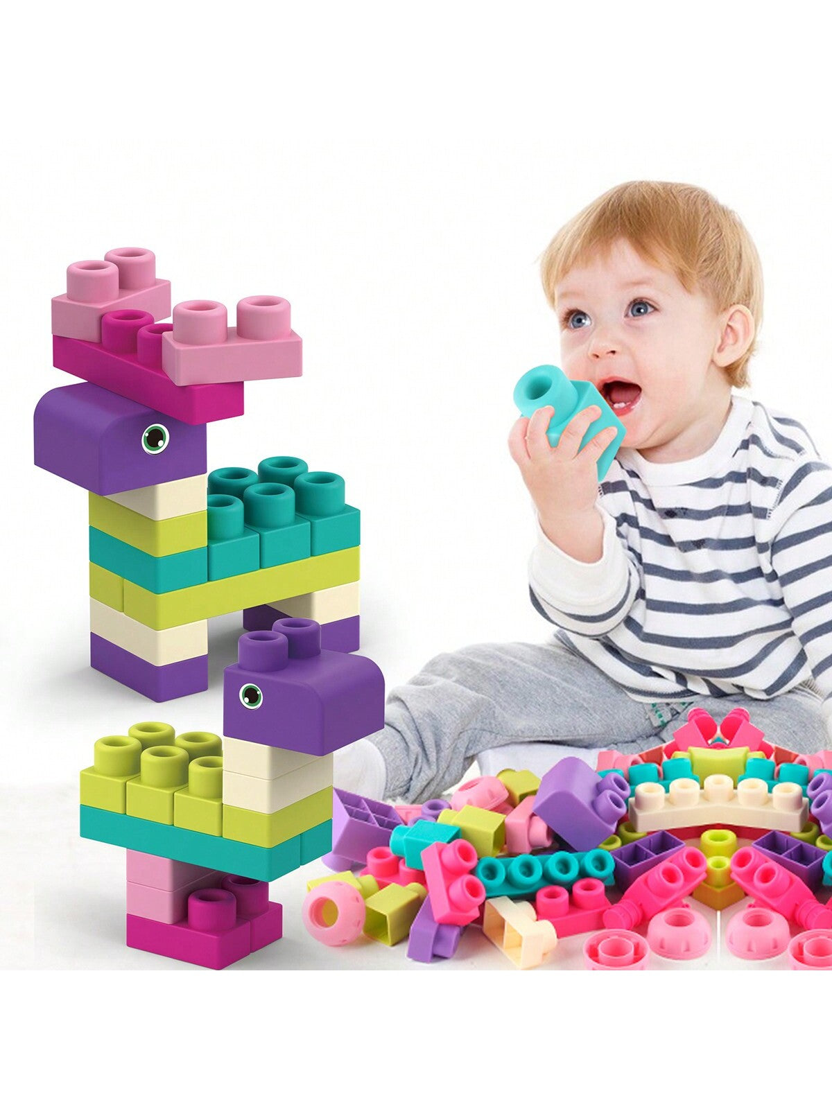20pcs/Set Soft Chunky Construction Building Blocks For Toddler Girls, Assorted Colors, Educational Early Learning Toy