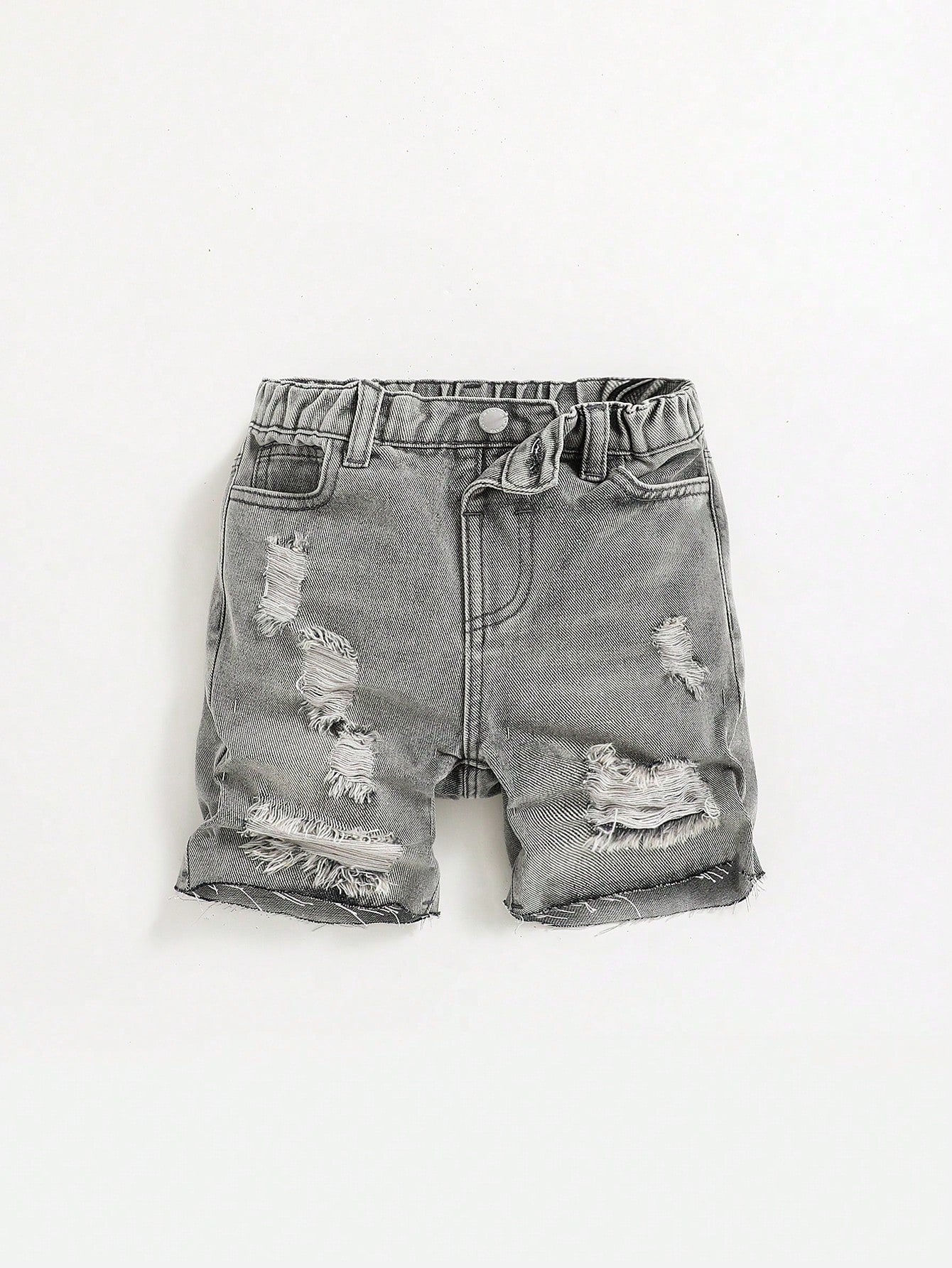 Young Boy Casual Mid-Waist Wide Leg Denim Shorts