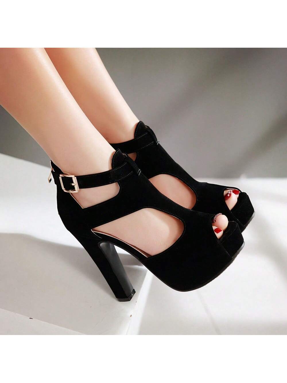 High Waterproof Platform & Velvet Stiletto Heel & High Heel Fashionable Women's Sandals, Suitable For Work And Leisure, Wedges & Shoes