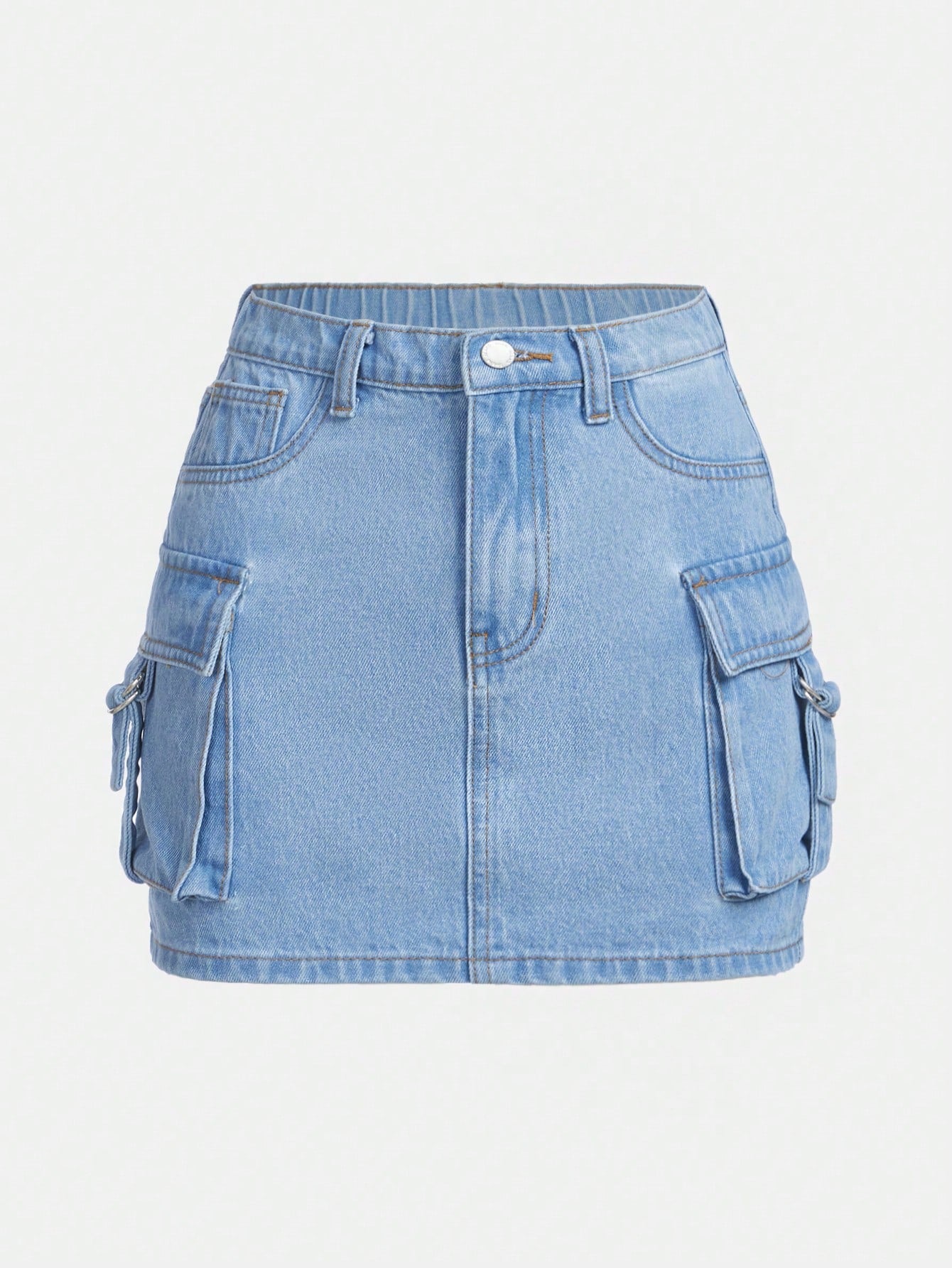 Teen Girl Flap Pocket Denim Skirt