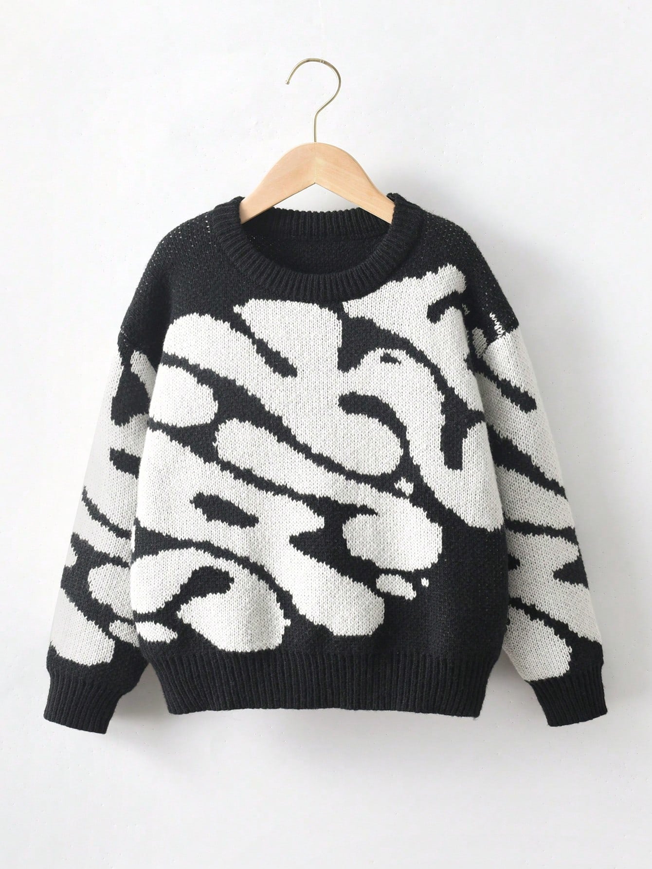 Young Boy Drop Shoulder Sweater With Letter Print