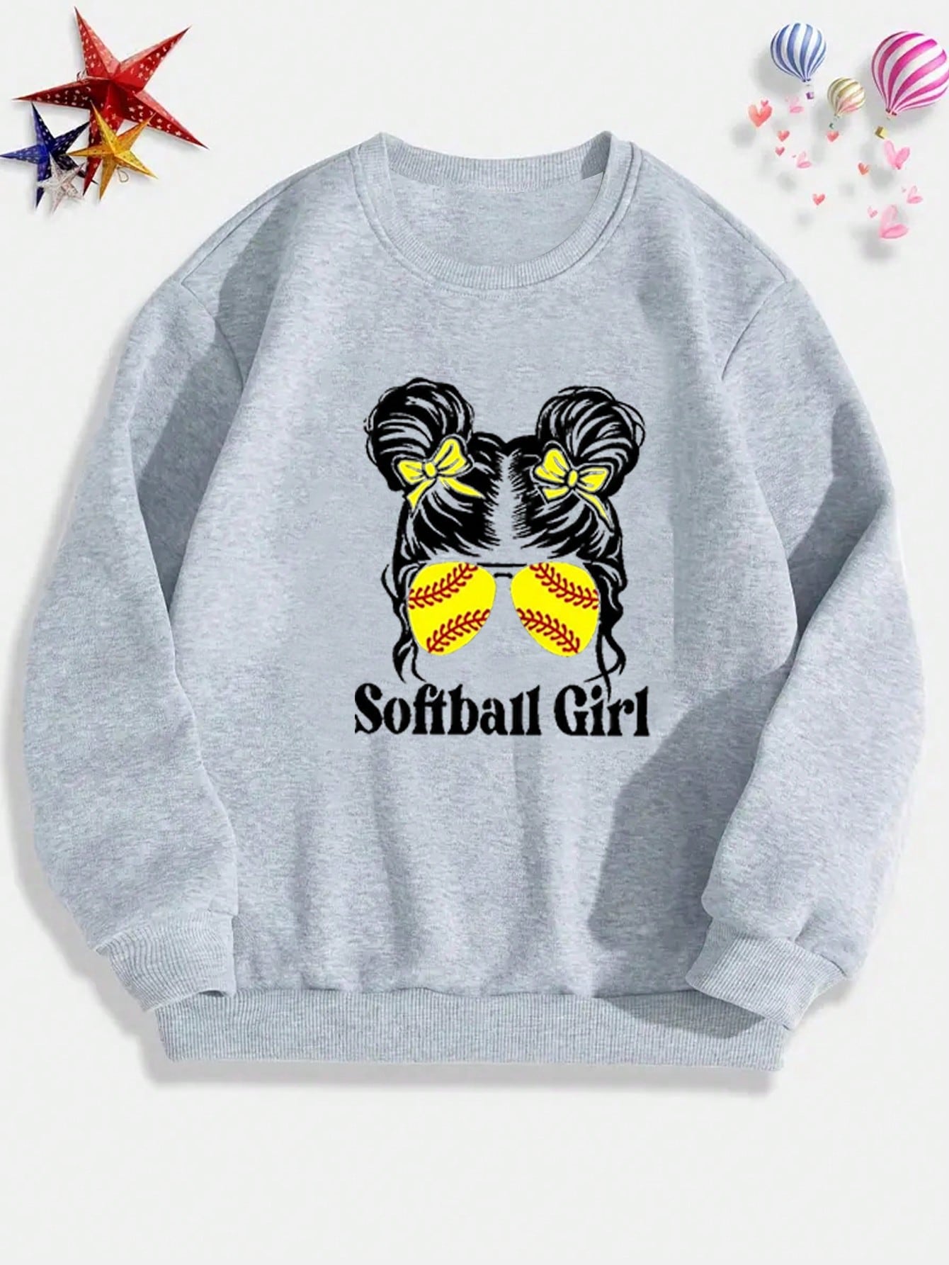 Tween Girl Simple And Cute Printed Hoodie For Casual Streetwear, Autumn/Winter