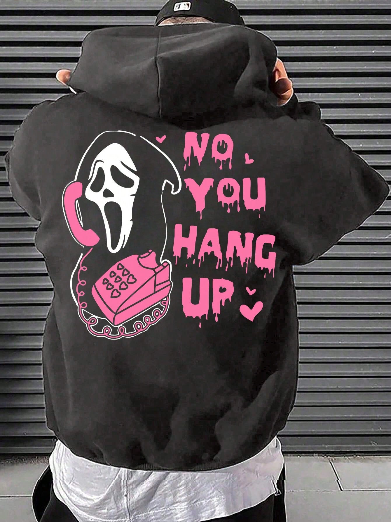 Men Slogan & Skull Print Drop Shoulder Thermal Lined Drawstring Hoodie