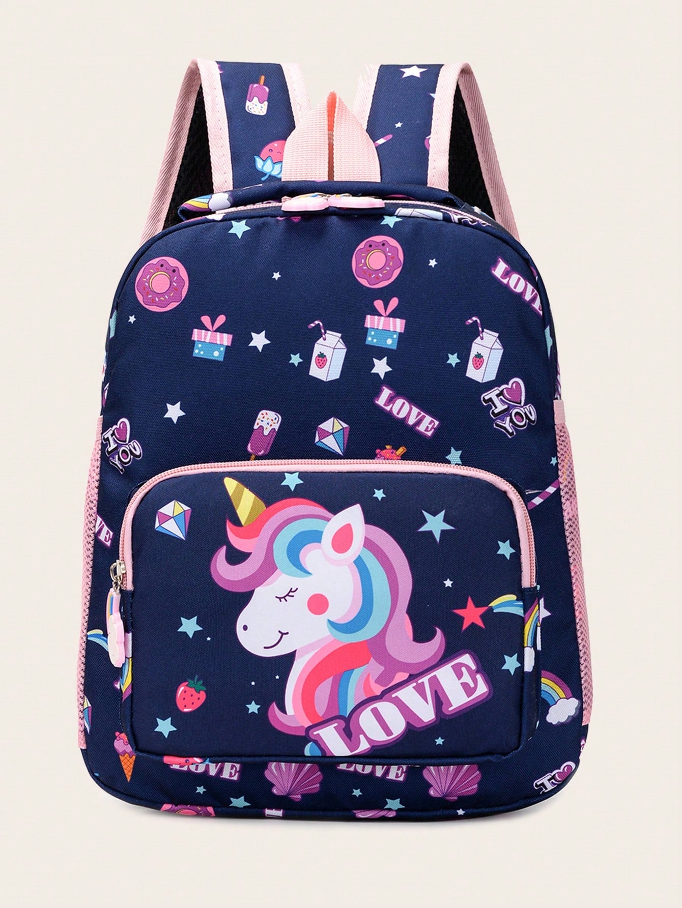 1 Cute Cartoon Style Mini Backpack, Cute Unicorn Design School Bag, Rainbow Color School Bag, Cartoon School Bag, Girls Shoulder Bag, School Bag