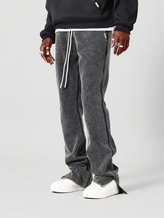 Straight Fit Washed Jogger With Split Hem College Ready