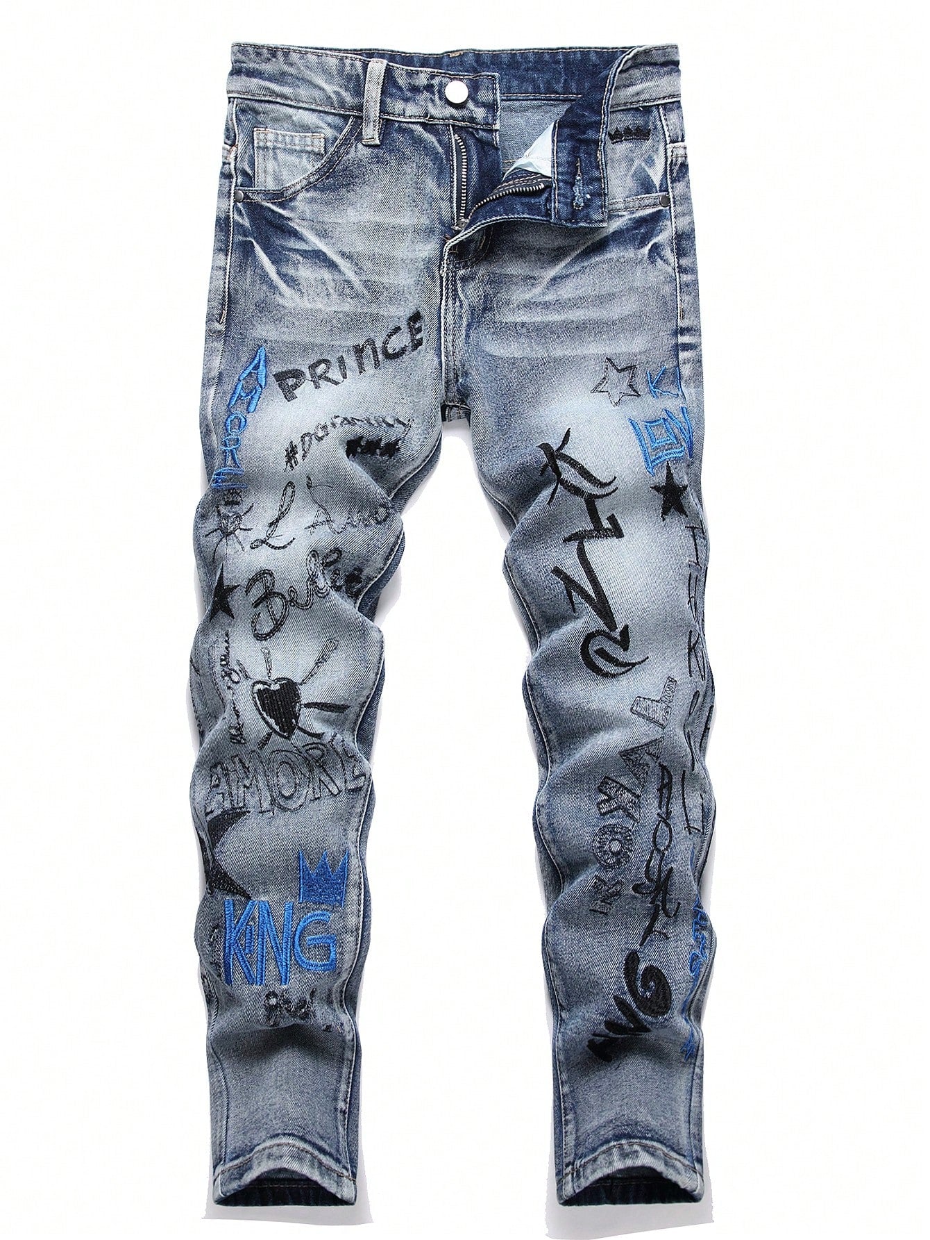 Teen Boy Letter Graphic Jeans