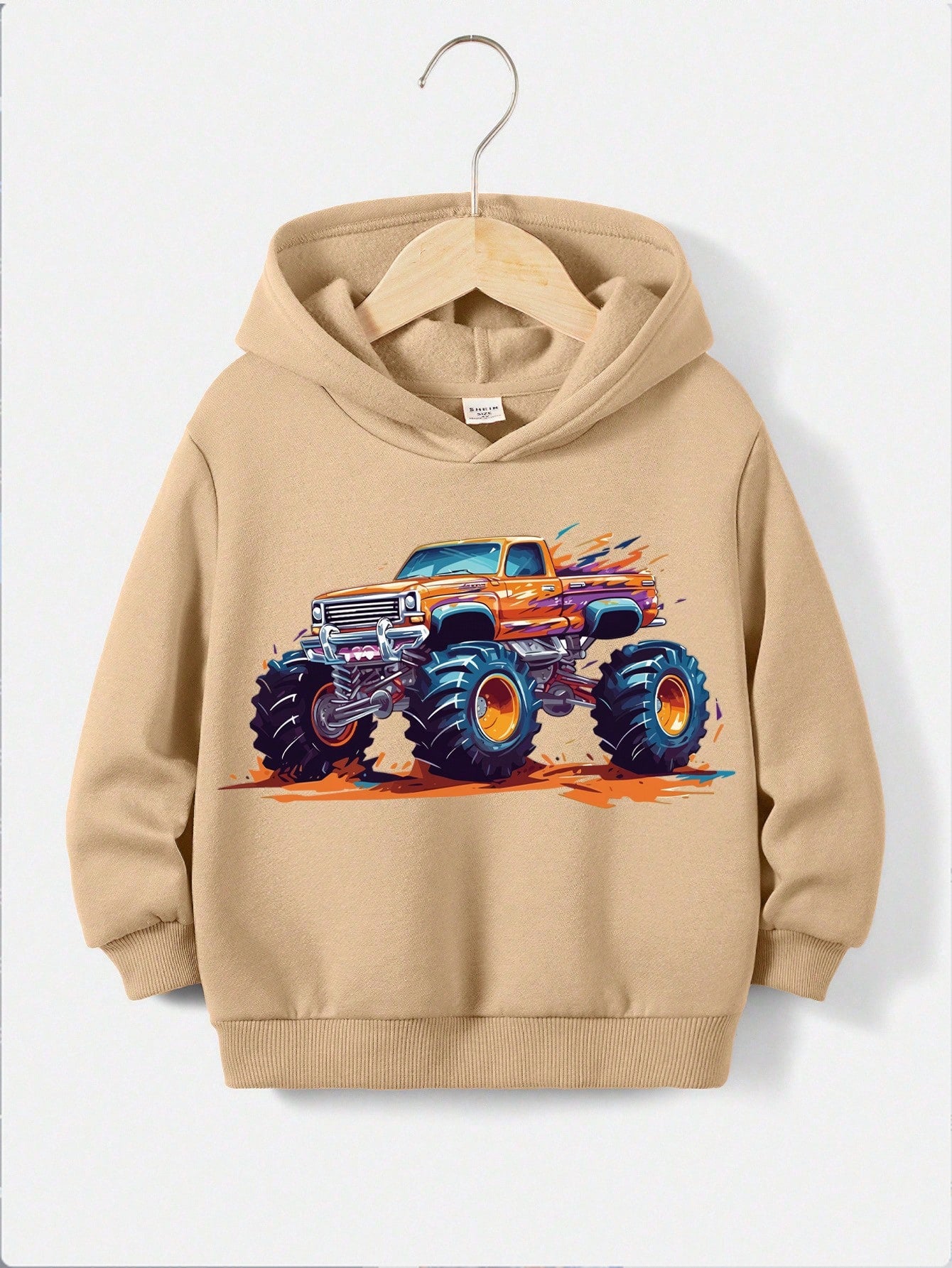 Young Boy Casual Cartoon Pattern Sweatshirt, Suitable For Autumn And Winter