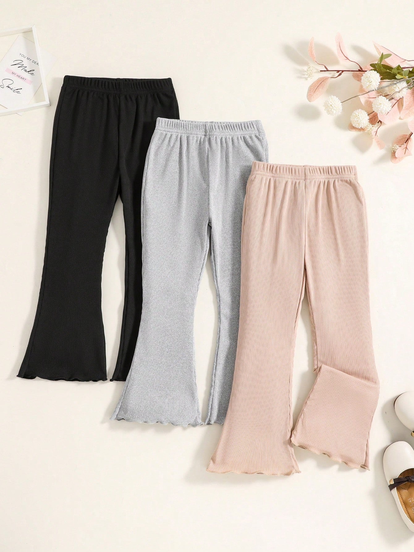 Young Girl 3pcs Knit Leggings Set