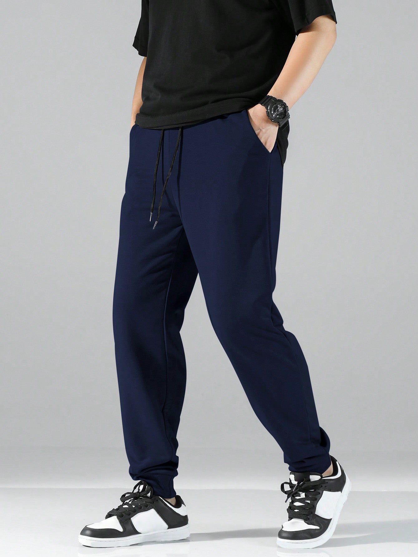 Men Drawstring Waist Slant Pocket Sweatpants