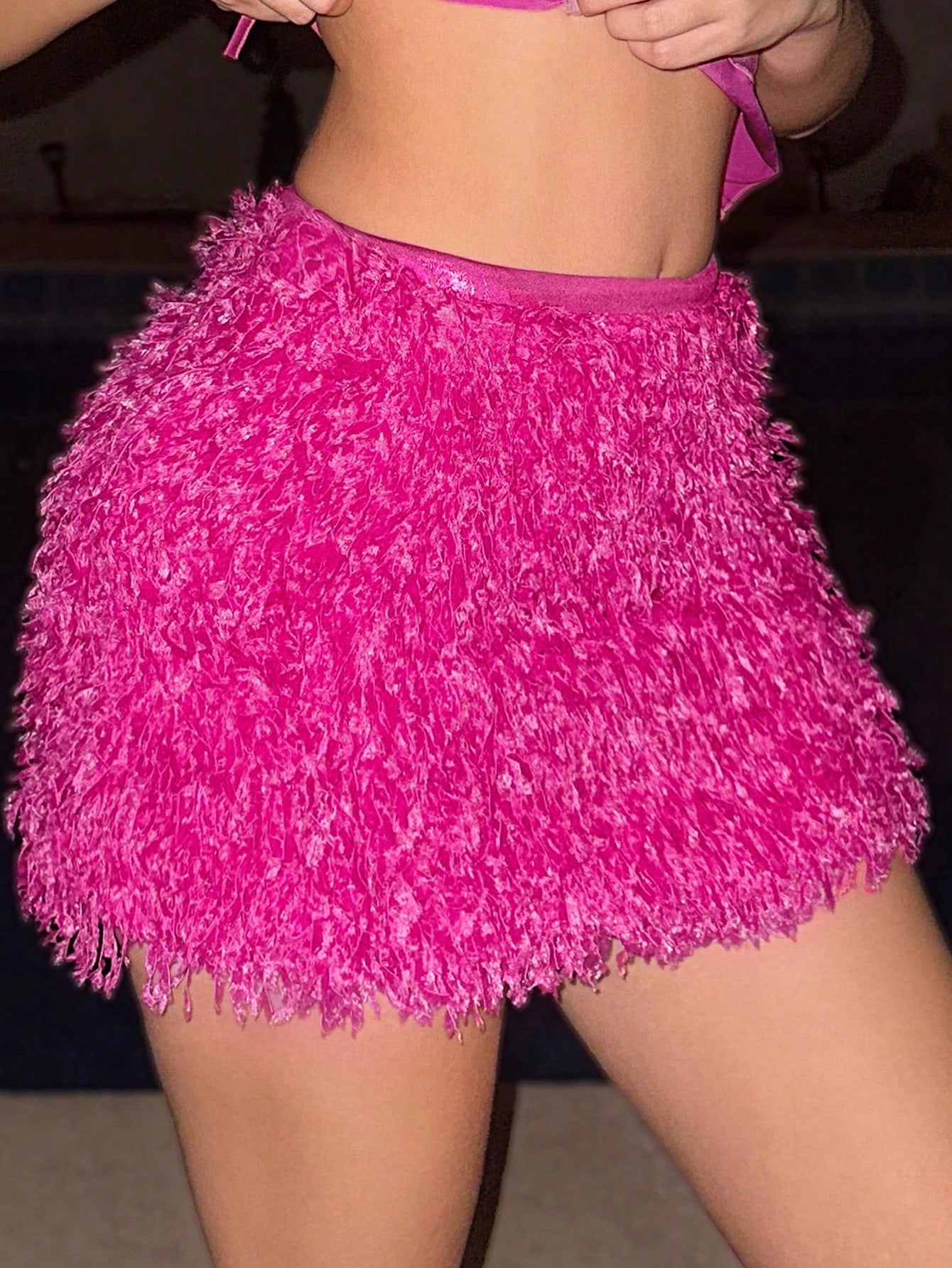 Sweetina Solid Fuzzy Skirt