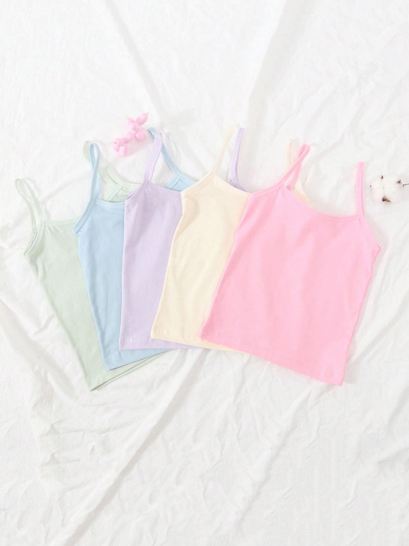 Young Girl 5pcs Solid Cami Underwear Top