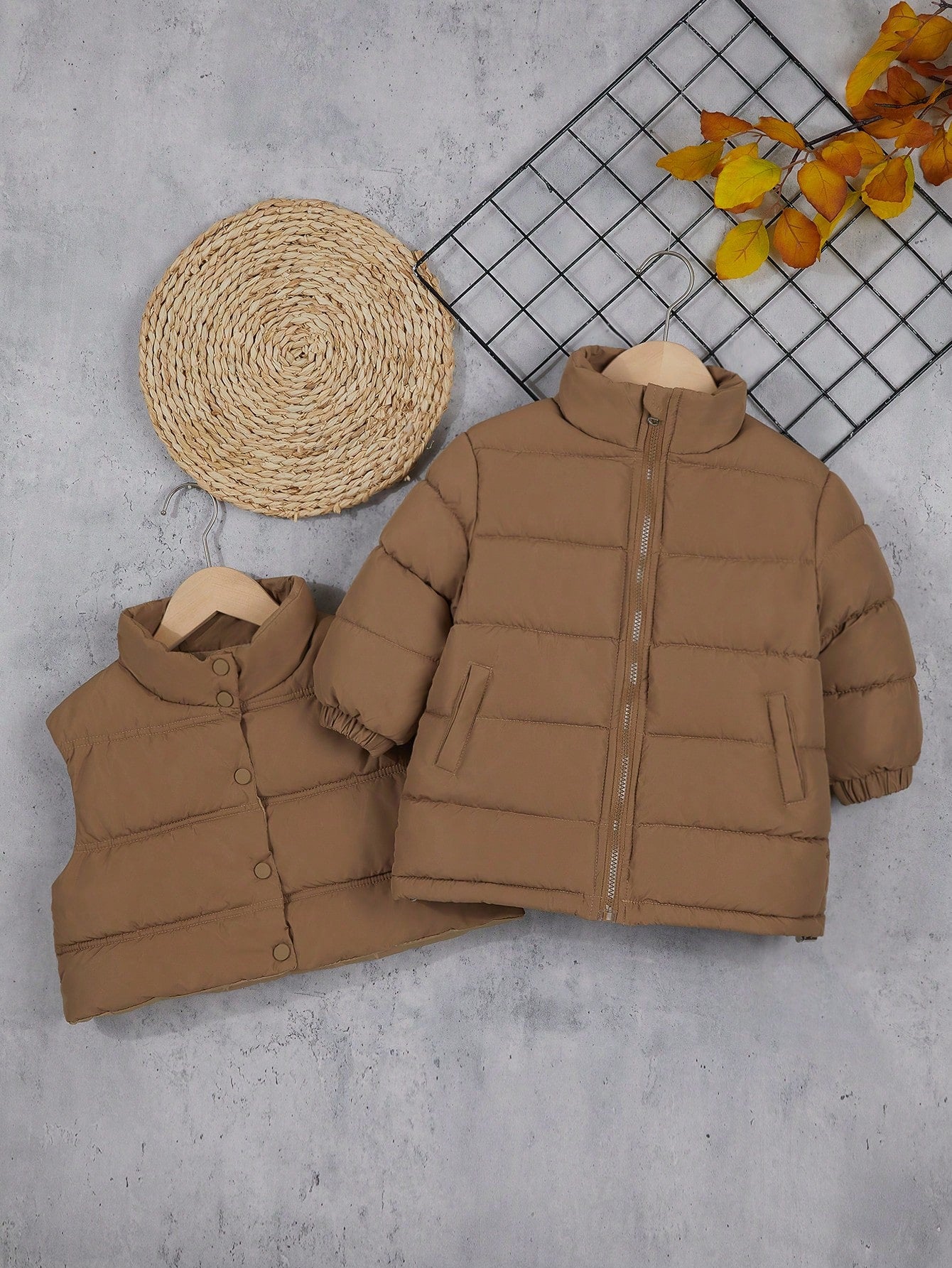 Young Boy 1pc Button Front Puffer Coat