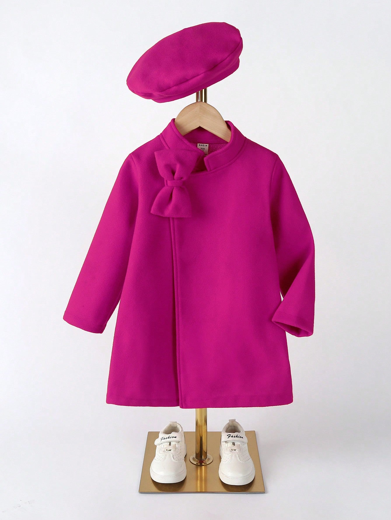 Young Girl Bow Front Overcoat & Hat