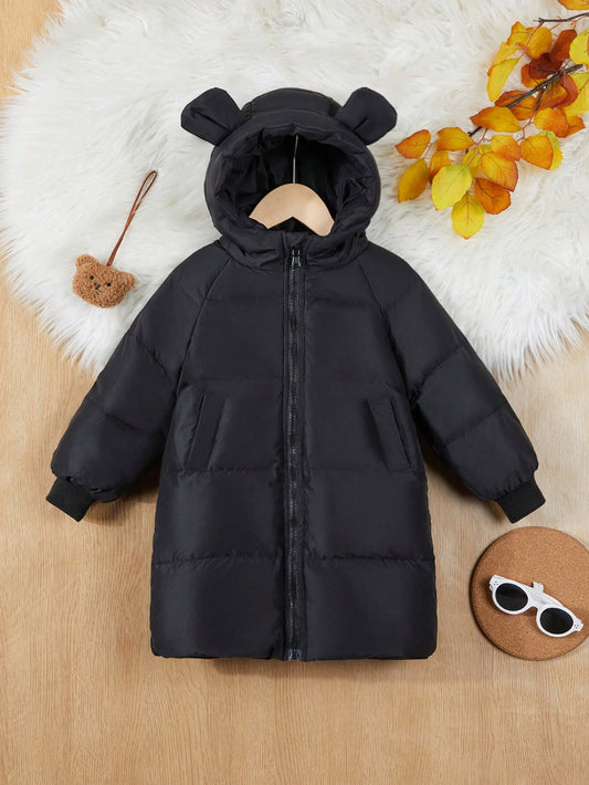 Young Boy 3D Ear Design Hooded Puffer Coat