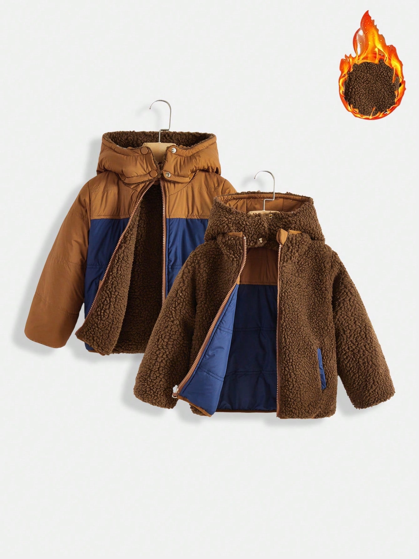 Boys' Comfortable And Warm Fleece Jacket With Two-sided Wear Design