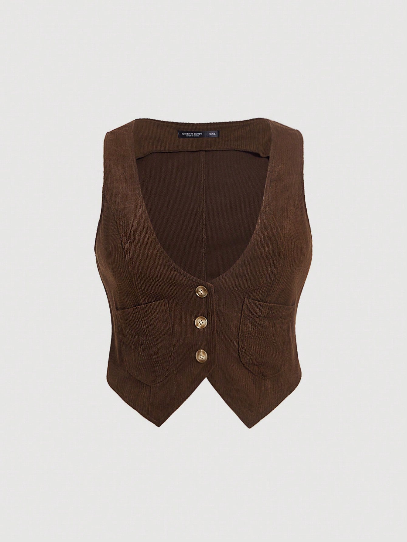 Plus Button Front Vest Jacket