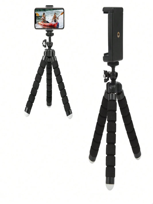 1pc Black Octopus-shaped Flexible Tripod Mount With Handheld Function For Vertical And Horizontal Shooting