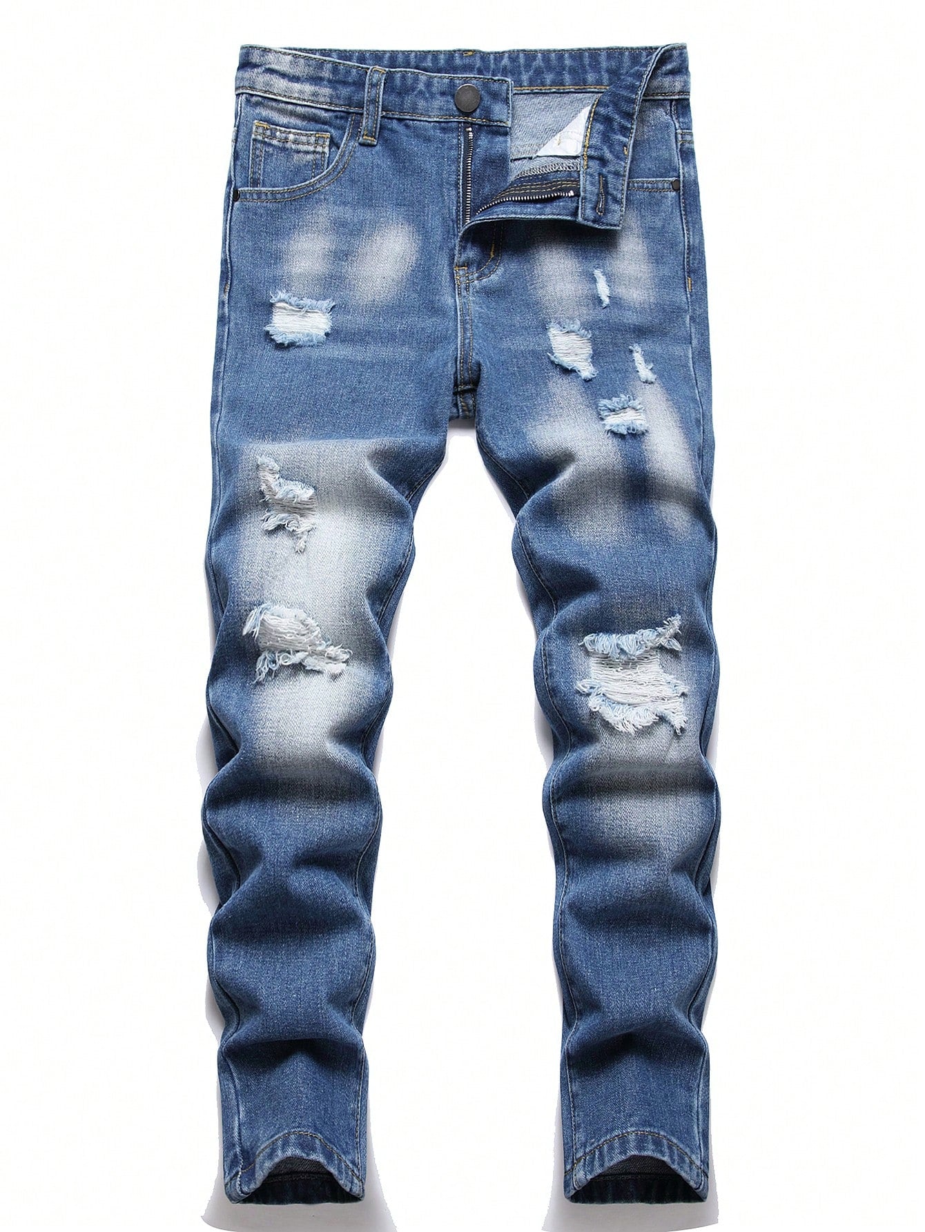 Teen Boys' Casual Washed Distressed Denim Jeans