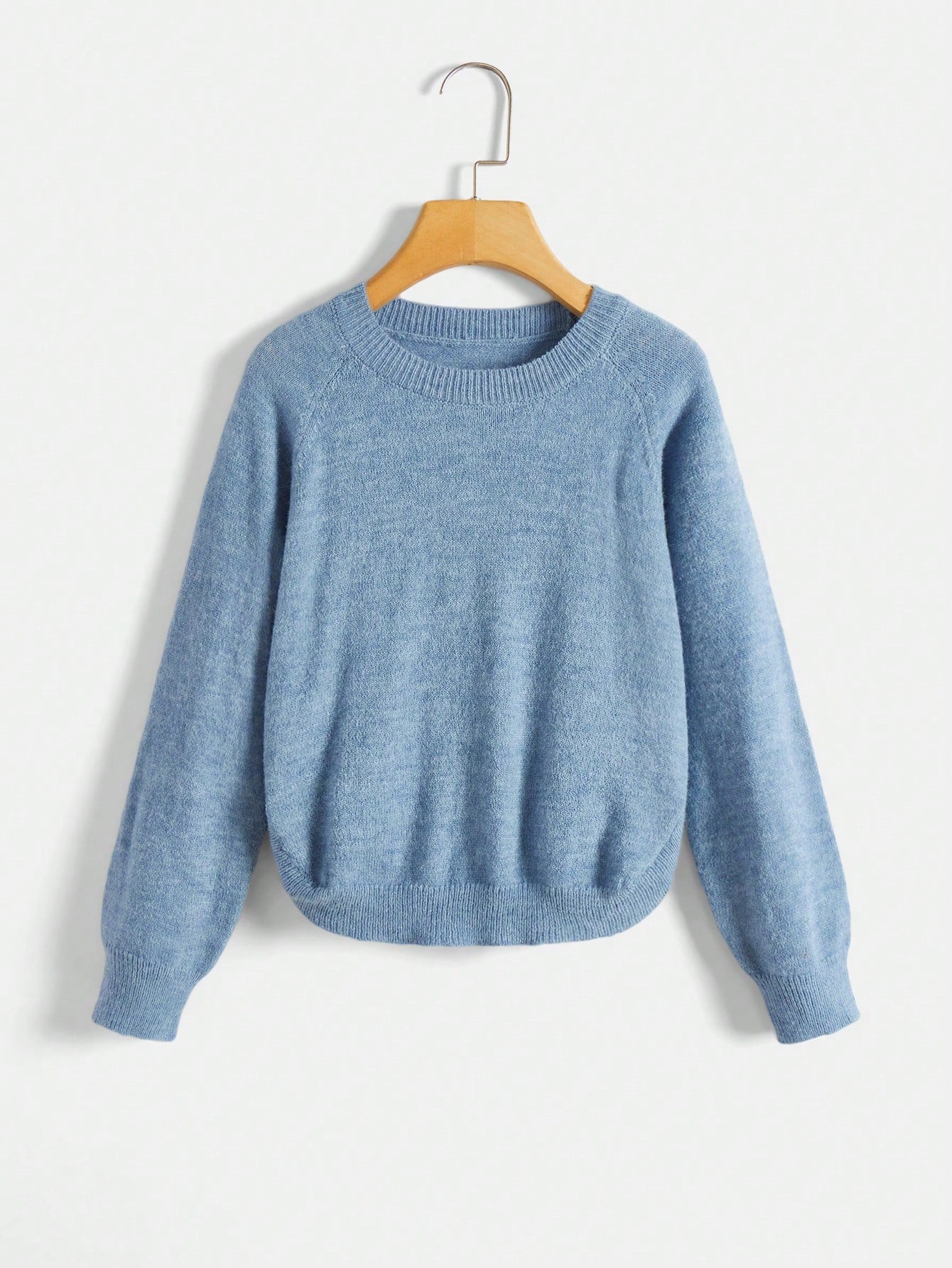 Tween Girl Raglan Sleeve High Low Hem Sweater