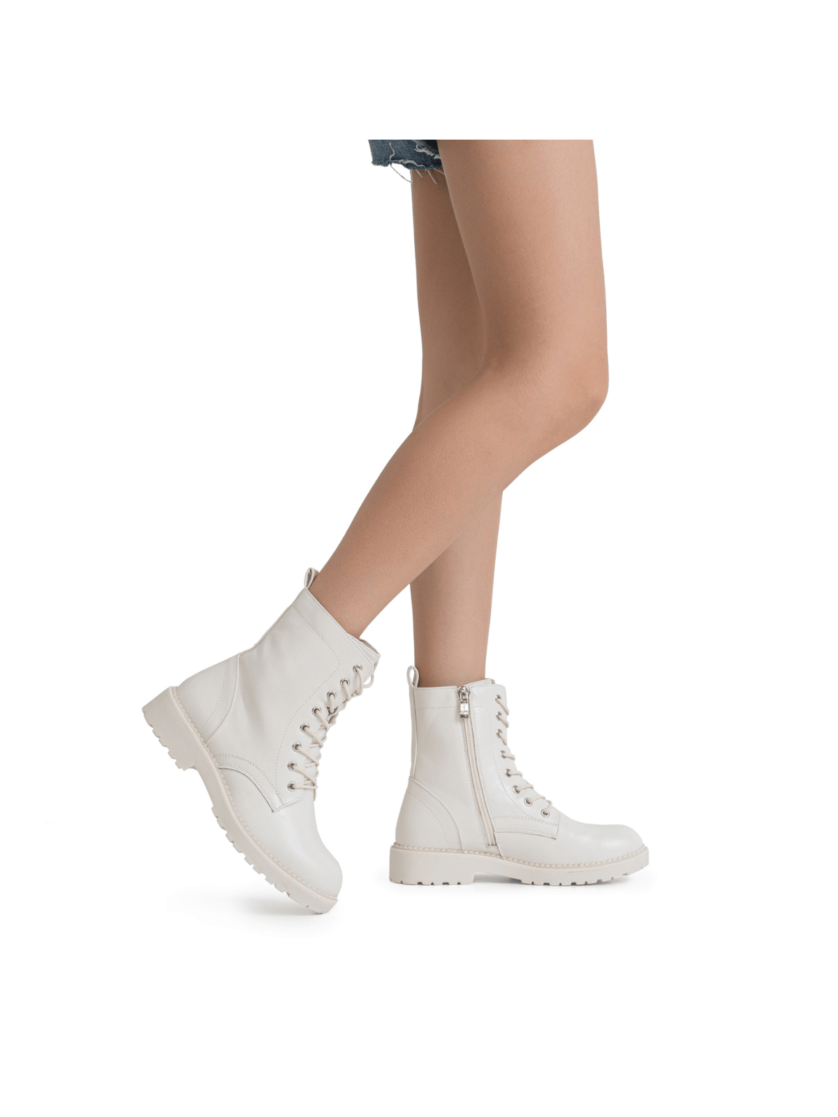 Comfyshoes Women's Mid Calf Boots, Combat Ankle Boots, Lace Up Booties