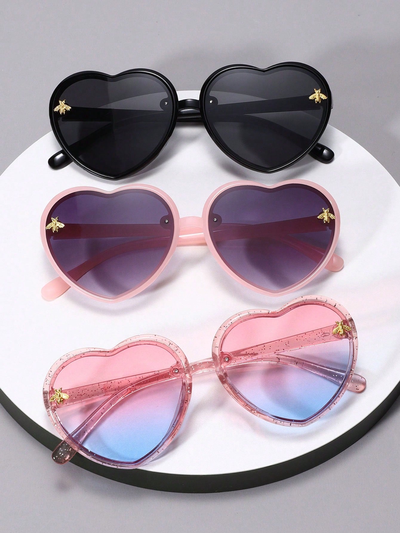 3pcs Heart Shaped Combination Fashion Kids' Sunglasses