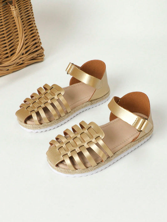 1pair Girls' Fashionable Casual & Cute Flat Sandals For Kids