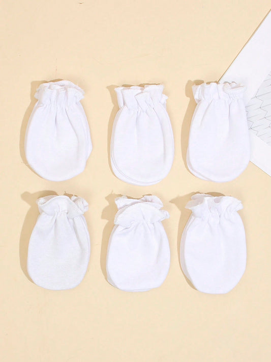 6pairs/pack Newborn Baby Antiscratch Gloves, 0-3m, Multicolor And Various Styles