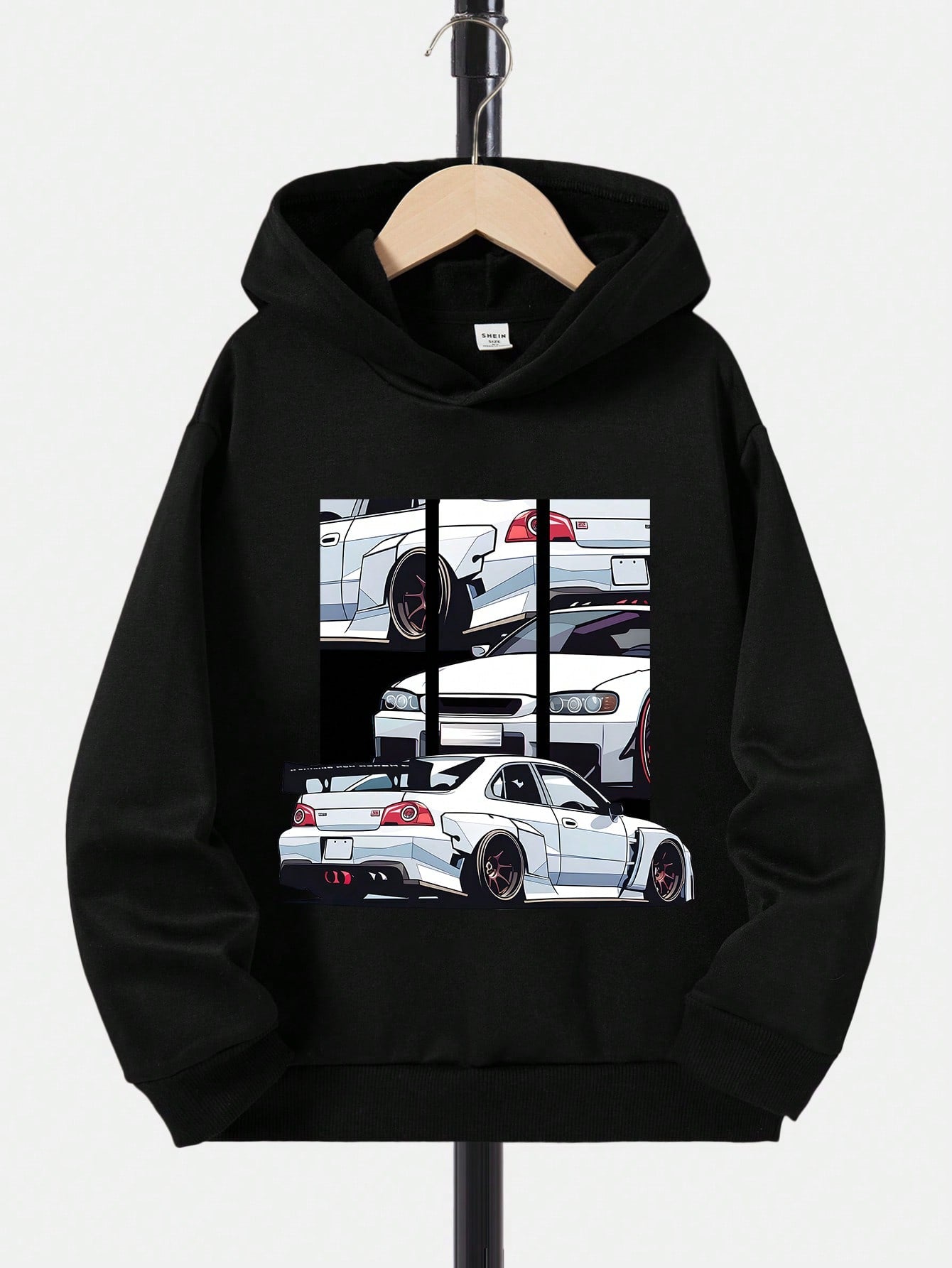 Teen Boy Car Print Thermal Lined Hoodie