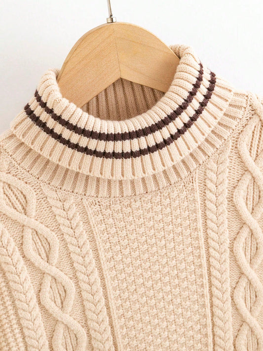 Little Boys' Cable Knit Turtleneck Sweater