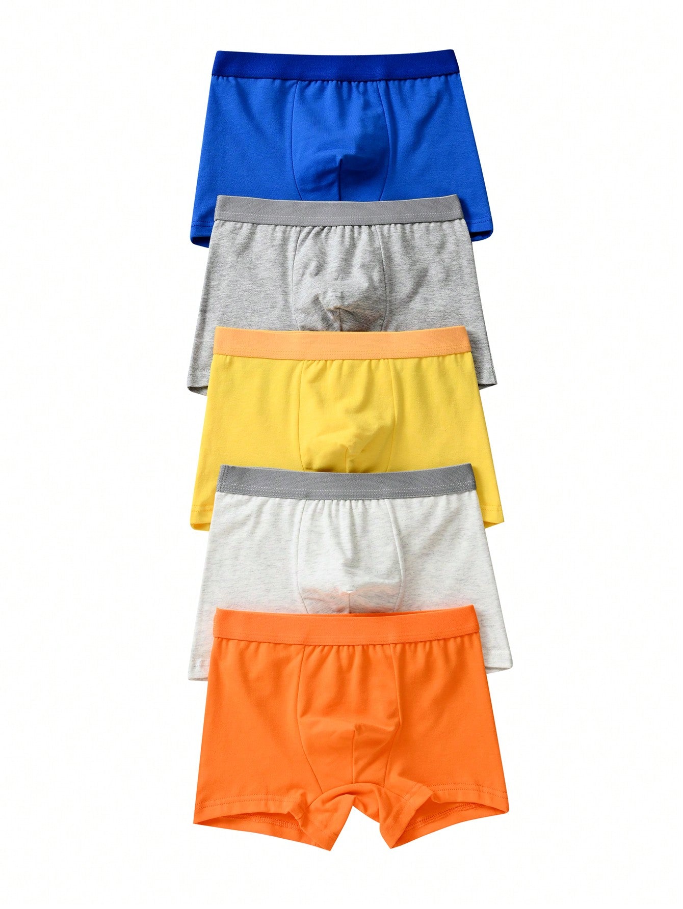 Young Boy 5pcs/Set Simple Solid Color Comfortable Boxer Briefs With Bound Edges