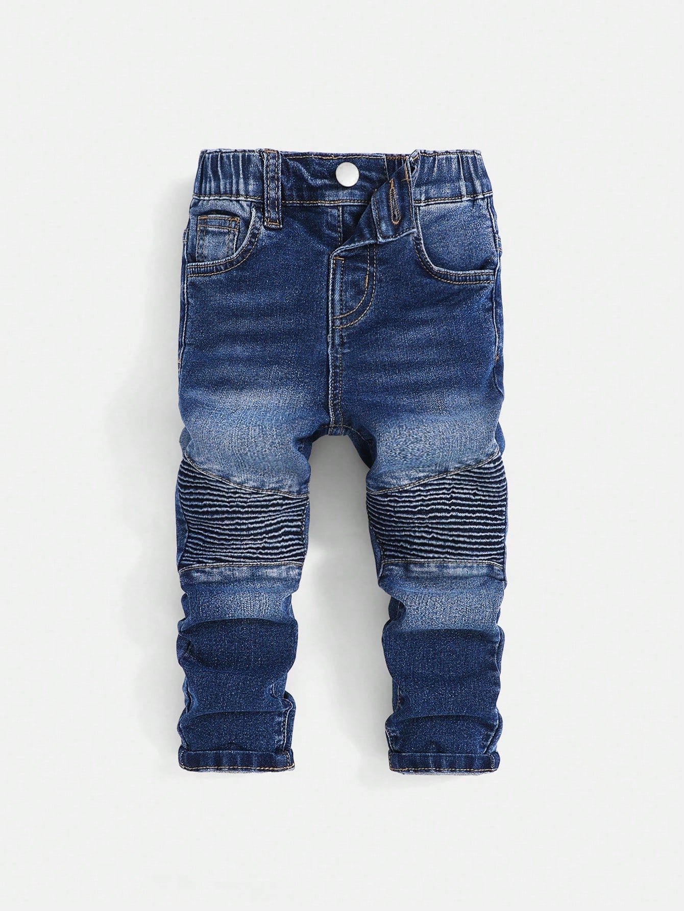 Young Boy 1pc Elastic Waistband Ruched Jeans