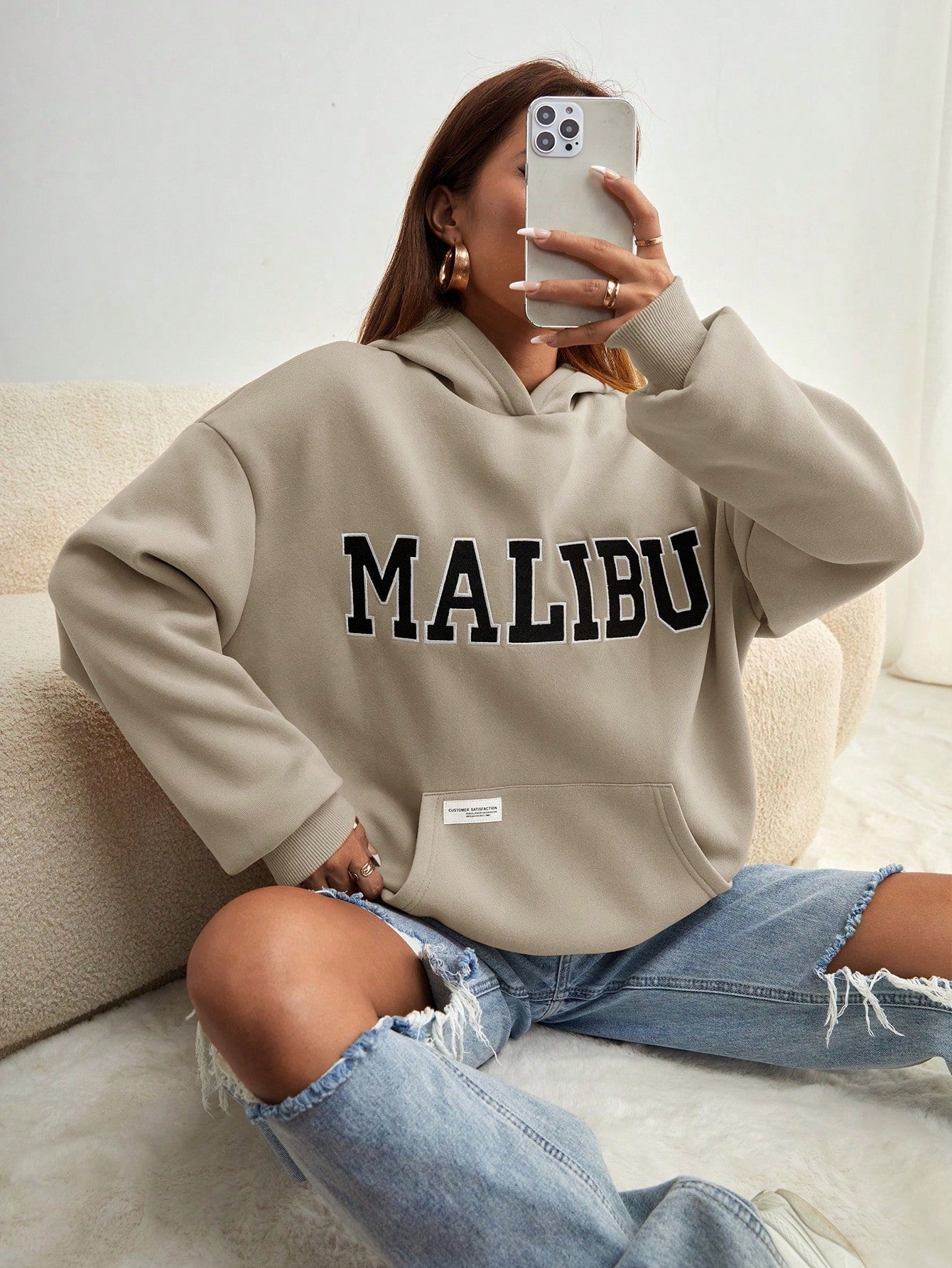 Women's Letter Print Casual Long Sleeve Hoodie