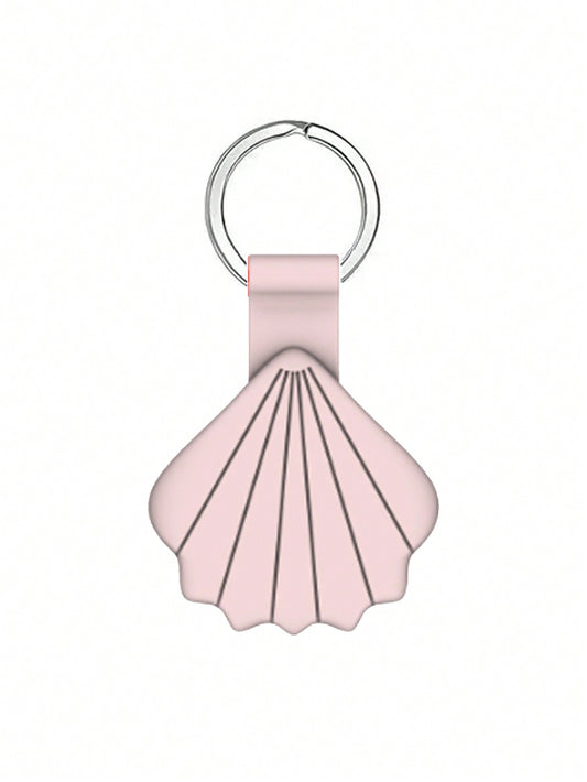 1pc Pink Cute Shell Shaped Keychain With Silicon Protective Cover And Anti-Lost Tracker, Compatible With Apple AIRTAG