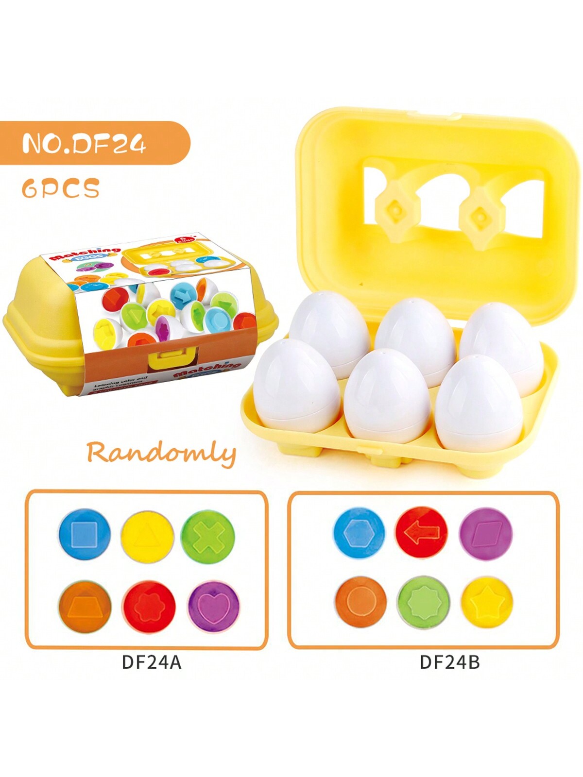 1 Set Of 6pcs Children Educational Matching Egg Toy,Help Children Recognize Shapes, Numbers, Animals, Fruits, Vehicles, And Emotions