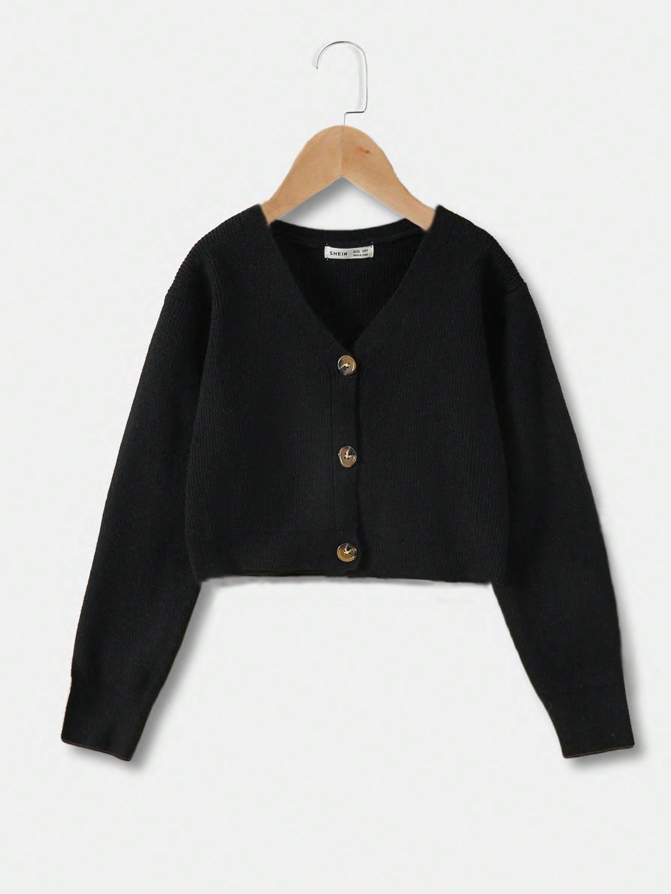 Tween Girl Solid Button Front Crop Cardigan