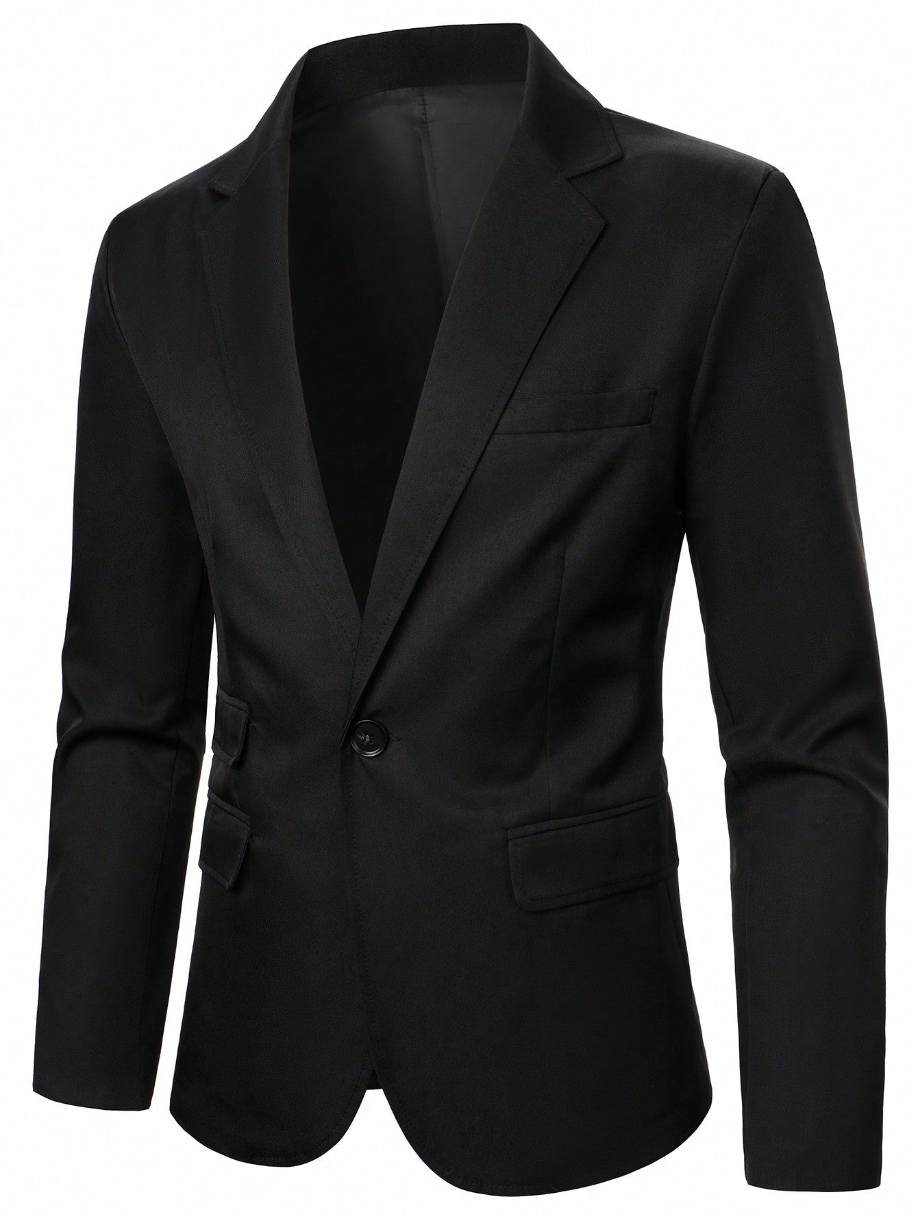 Men Lapel Neck Single Button Blazer