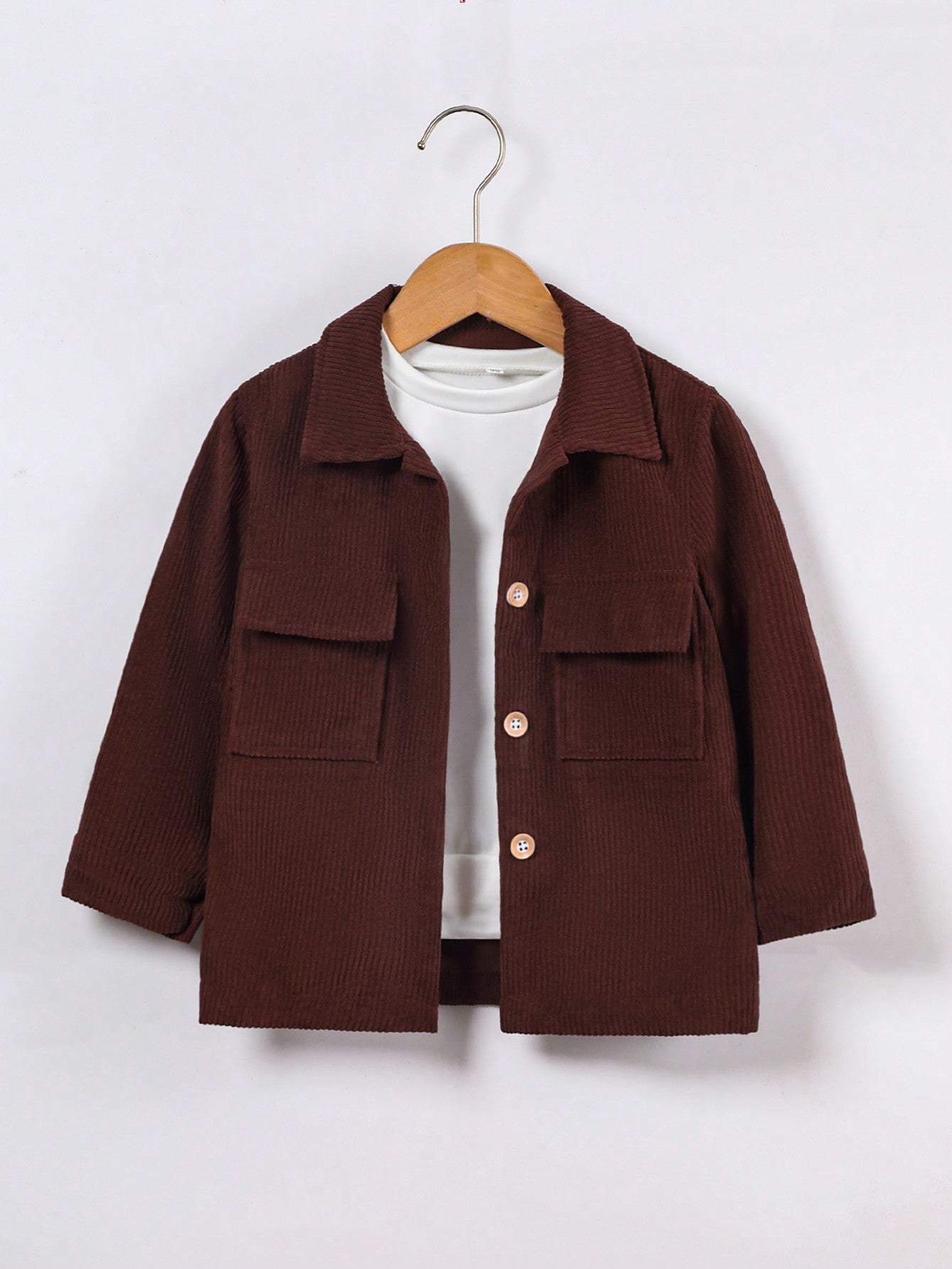 Young Boys' Casual Flip Pocket Corduroy Jacket Shirt Without T-shirt, Autumn/winter