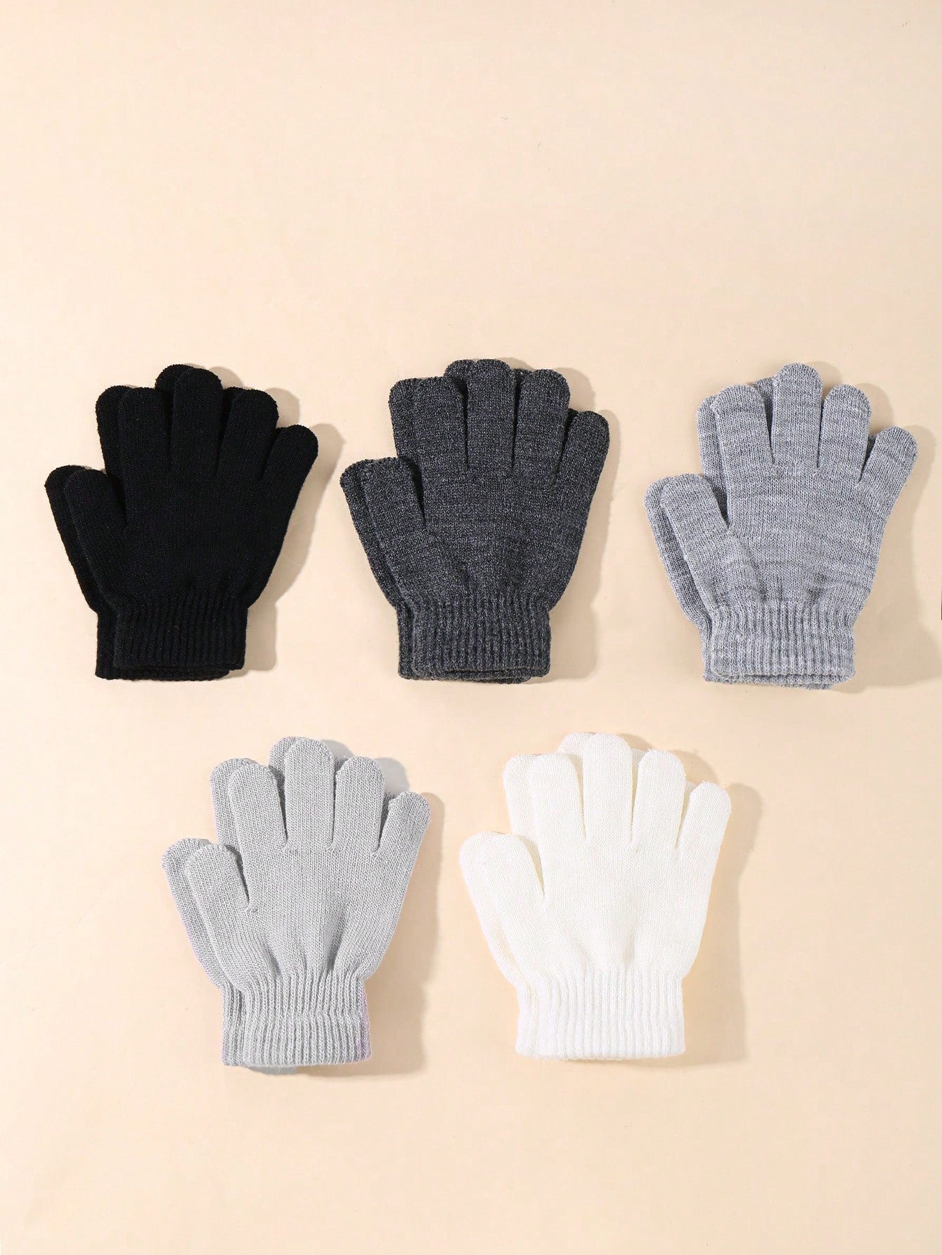 5pairs Baby Kids Solid Color Winter Warm Gloves