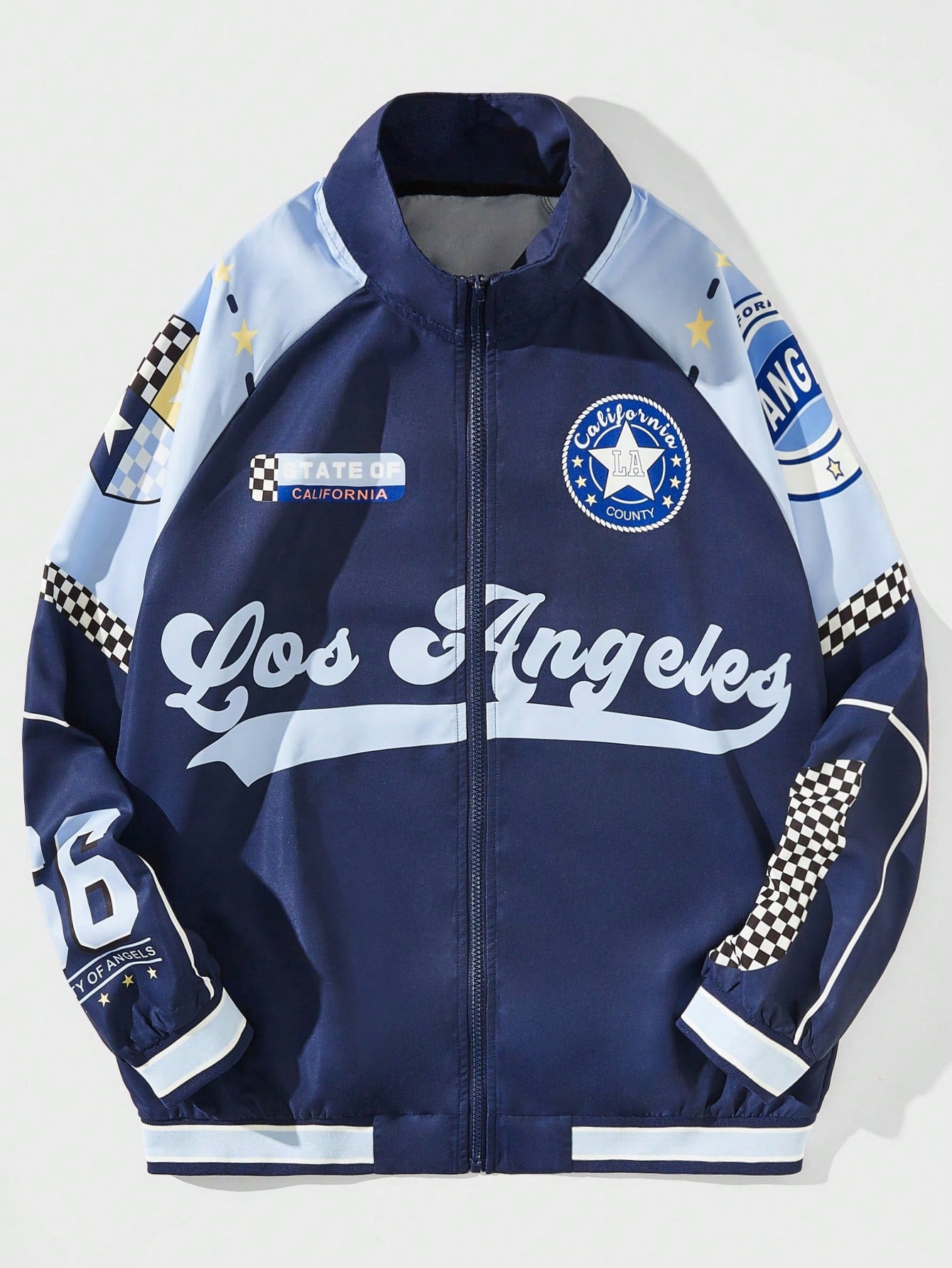 Street Life Men's Letter Print Patchwork Baseball Jacket