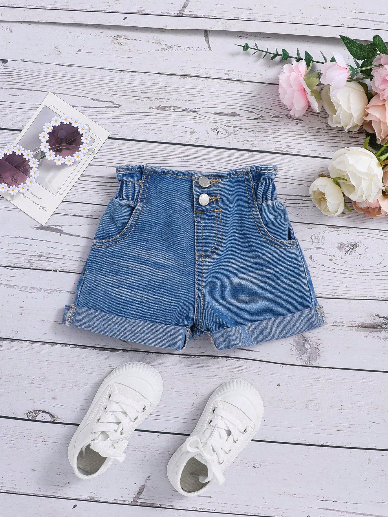 Young Girl Casual High Waist Denim Shorts