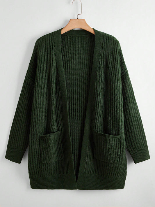 Plus Dual Pocket Open Front Cardigan