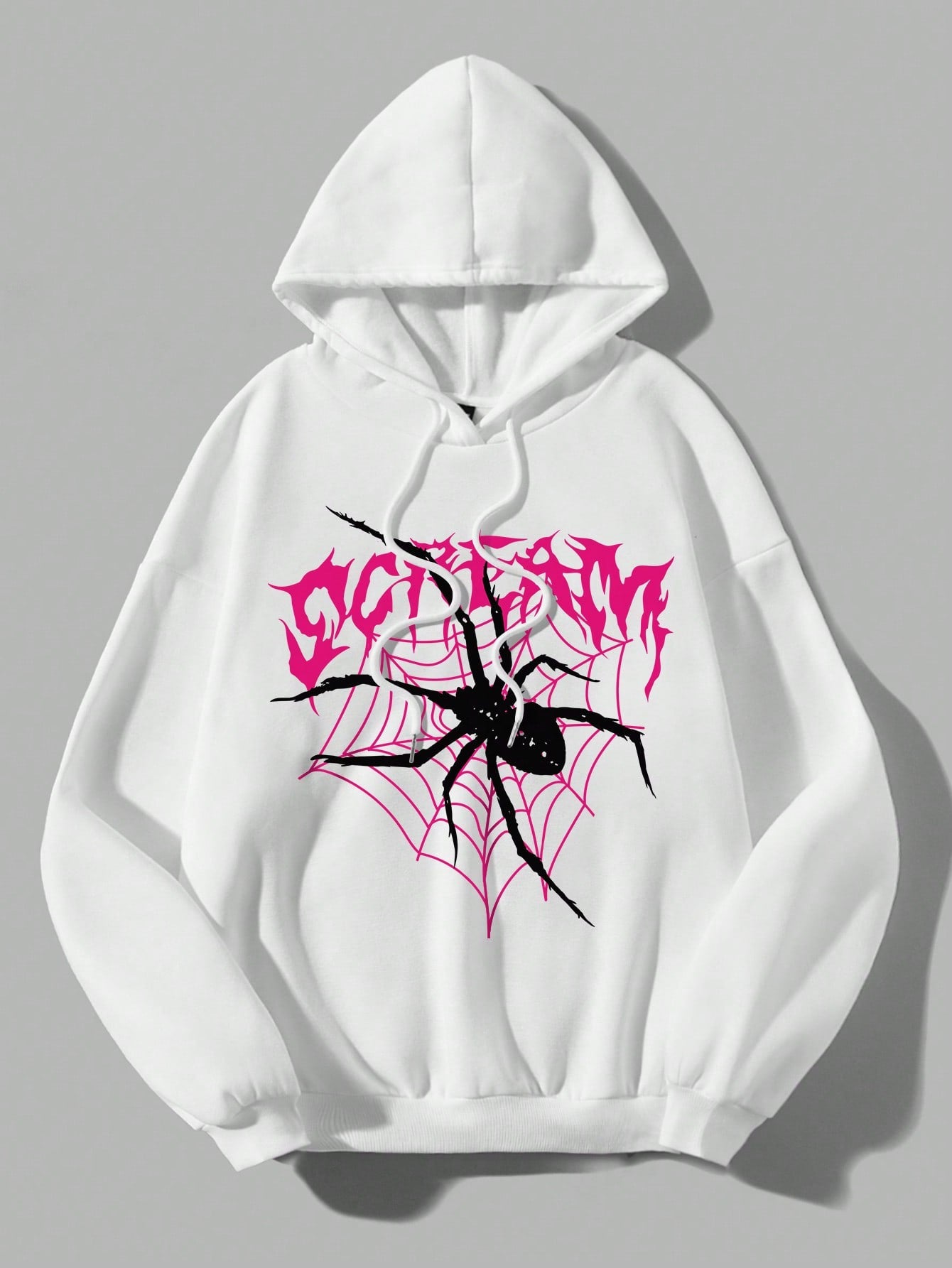 Coolane Casual Spider Printed Thick Hooded Women's Oversized Sweatshirt, Autumn/Winter Scream