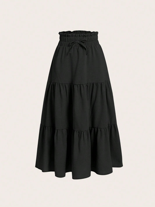 Tween Girl Drawstring Waist Ruffle Hem Skirt