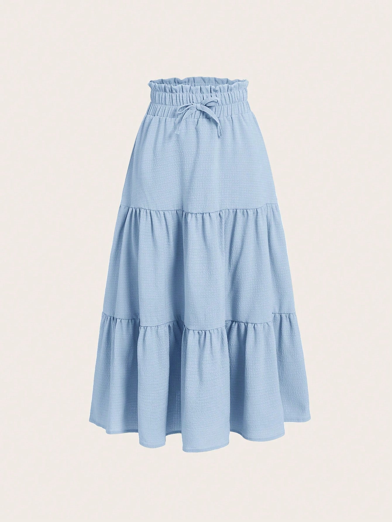 Tween Girl Drawstring Waist Ruffle Hem Skirt