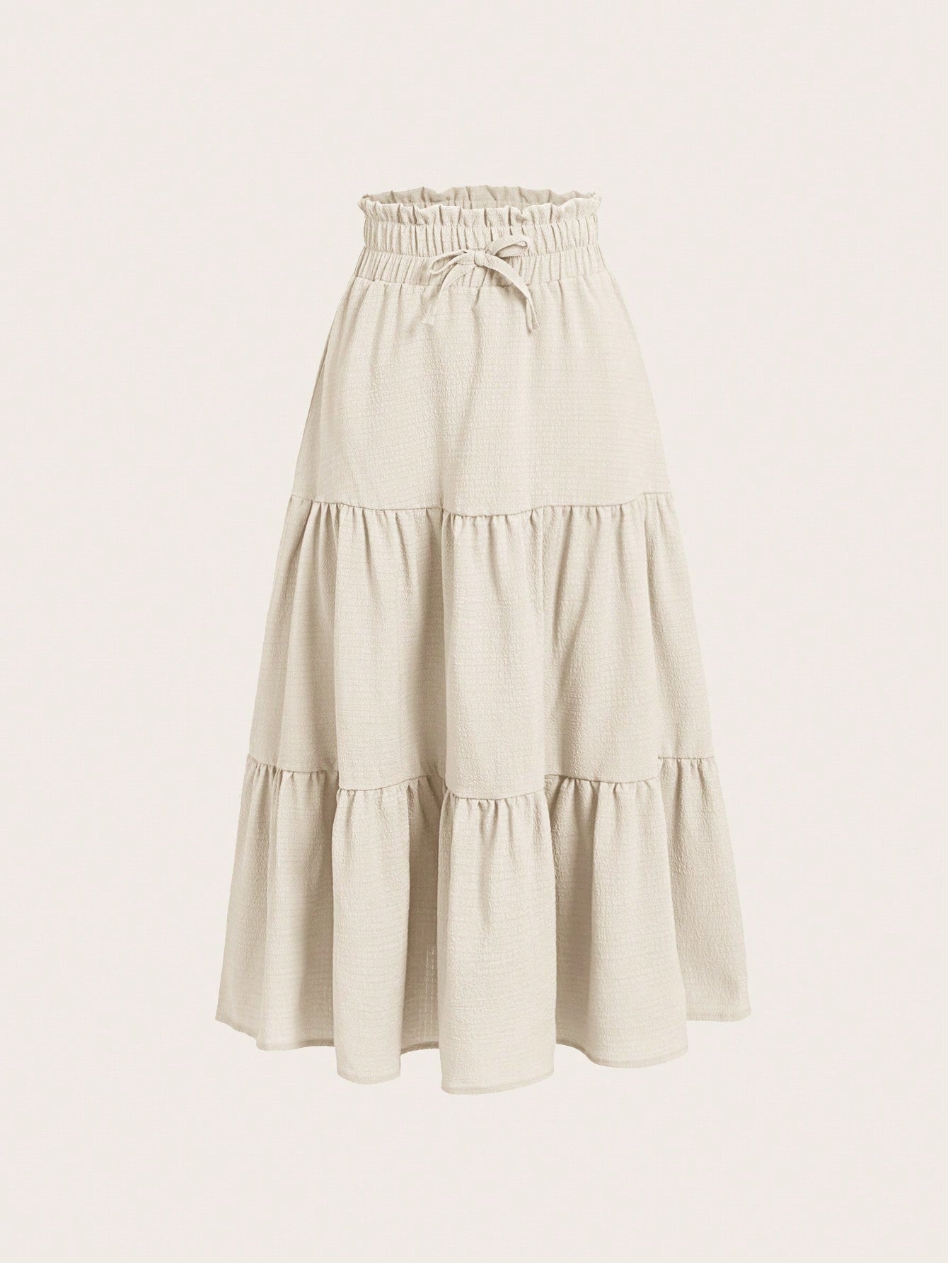Tween Girls Paperbag Waist Ruffle Hem Knot Front Skirt