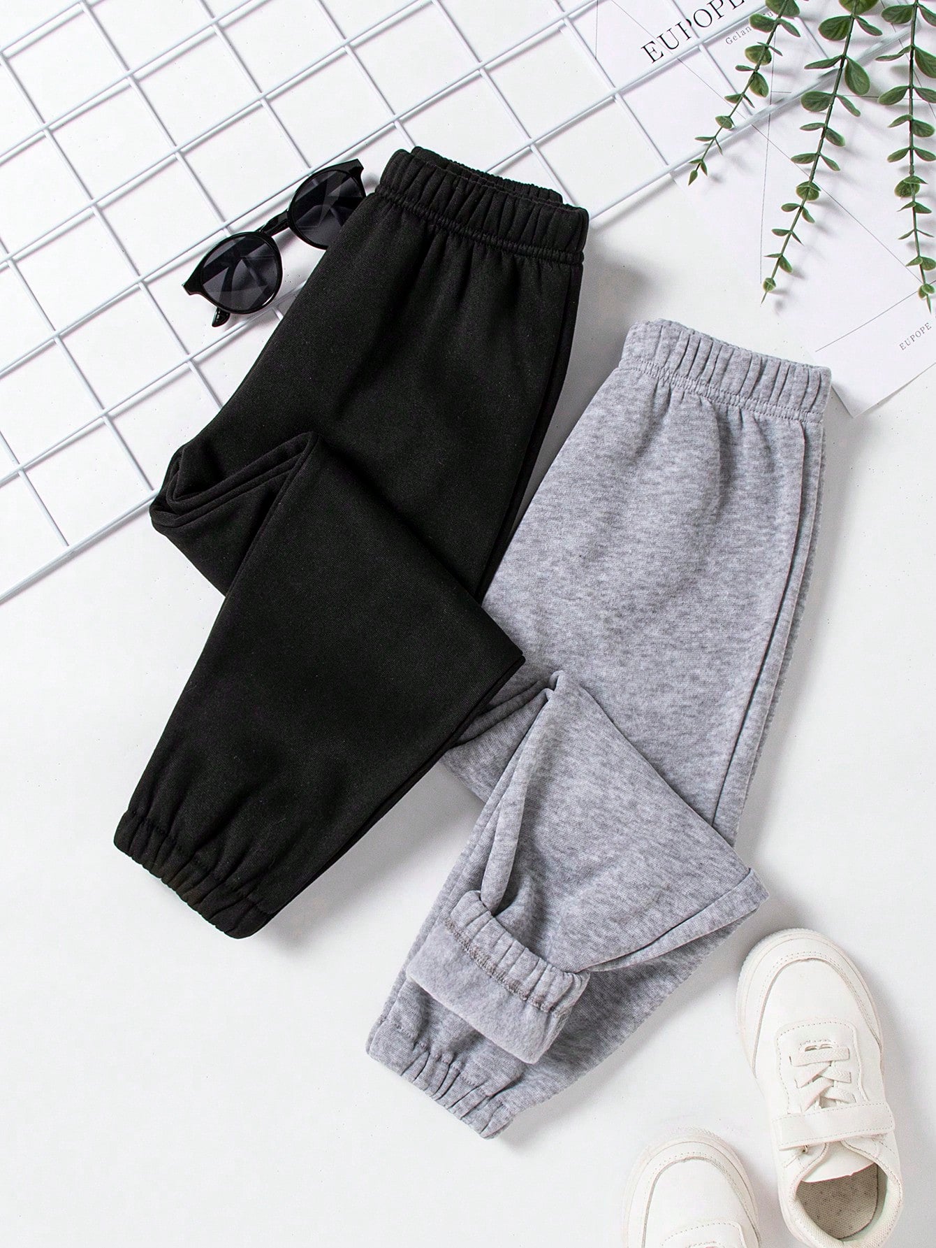 2pcs Young Boy Simple & Comfortable Sweatpants Set, Fall/Winter